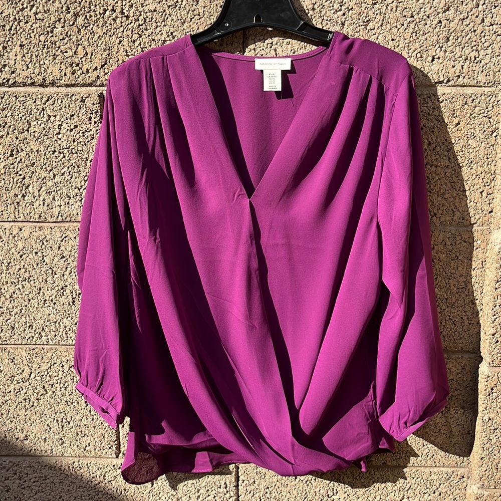 Adrienne Vittadini Purple Sheer blouse